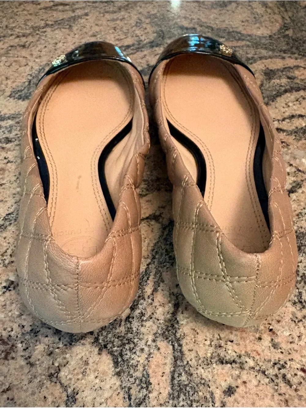 Tory Burch Claremont Quilted Leather Cap Toe Ballet Flats, Size 6.5